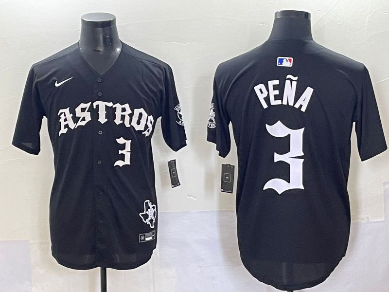 Men 2025 Houston Astros #3 Pena Black Seven generations Joint Name Nike MLB Jersey style 7044